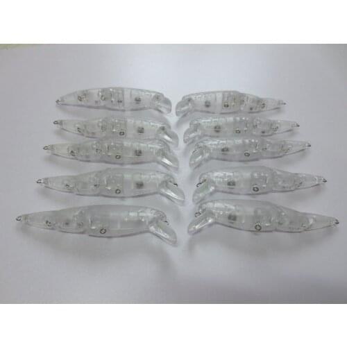 10pcs Unpainted Crankbait Fishing 3 Sections Blank Lure Body 4 1/2 Inch 1/2 OZ Blank lures JS#8075