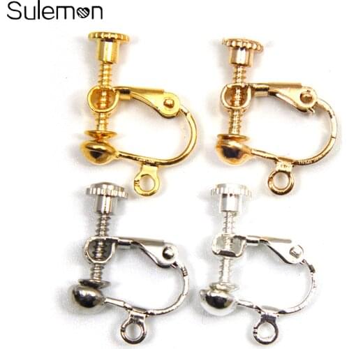 100pcs/Lot 13mm Round Head Screw Ear Clip No Pierced Ear Clips DIY Handmade Clip On Earrings Parts Jewelry Findings AS33