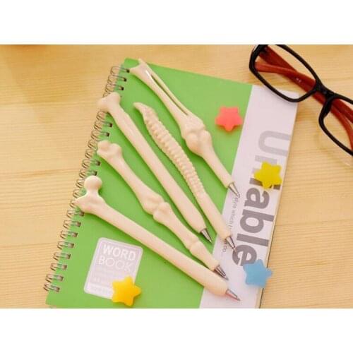 100pcs/lot Bone Design Ballpoint Pen Student Ball Point Pen Writing Supplies