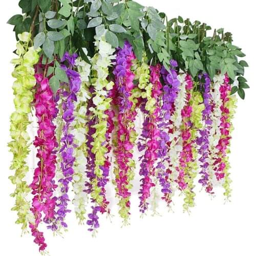 12Pcs 110CM Wisteria Artificial Flower Wreath Hanging On The Wedding Garden Outdoor Greening DIY Party Home Garden Decoration