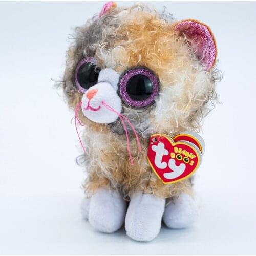 15CM Ty Beanie Glitter Big Eyes Scrappy the Curly Hair Cat Cute Soft Stuffed Plush Animal Doll Kids Toys Birthday Gifts