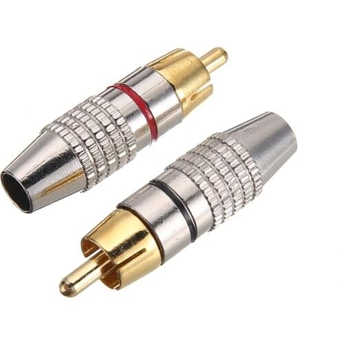 2Pcs/1Pair RCA Connector RCA Male Plug Adapter Connector RAC Plug Audio Video Locking Connectors Speaker Plug