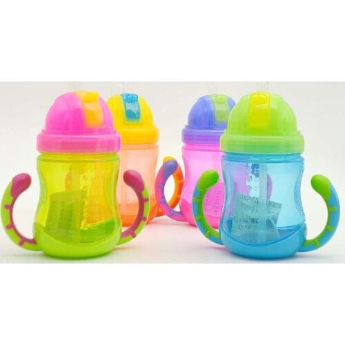 270ML Cartoon Baby Straw Cup Water Drinking BPA Free Bottle Child Feeding Cup for 18 Mouths+ Baby Travel School Using