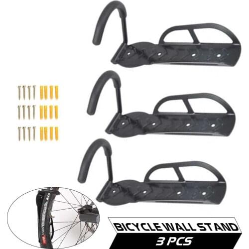 3 PCS Bike Bicycle Wall Stand Holder Mount Bicycle Mountain Bike Storage Wall Mounted Rack Stands Steel Wall Hanger Hook Bicycle