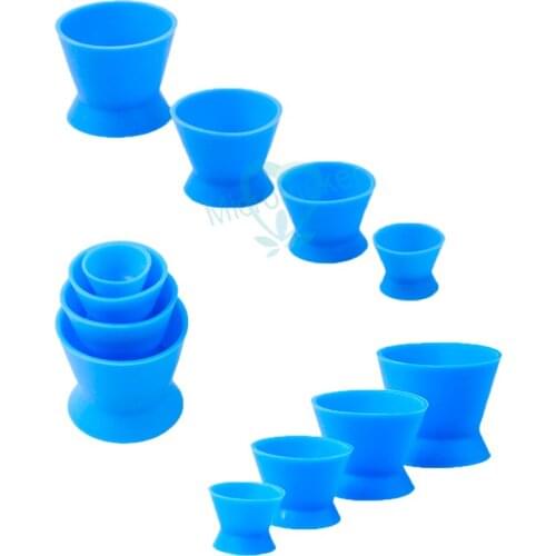 4 pcs/set New Blue Dental Clinic Silicone Mixing Bowl Cup Professional Oral Hygiene Teeth Whitening Tool Rubber Mixing Bowl