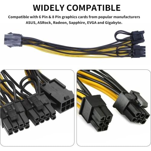 5 Pcs 6-pin PCI Express to 2 x PCIe 8 (6+2) pin Motherboard Graphics Video Card PCI-e GPU VGA Splitter Power data Cable