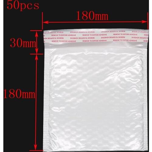 50pcs (18 * 18cm + 3cm) White Ultra-thin Bubble Bag Waterproof and Shockproof Pearl Film Envelope Logistic Office Stationery
