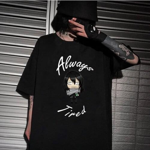 Anime My Hero Academia Shoto Aizawa t Shirt Always Tired Mens T Shirt Tops