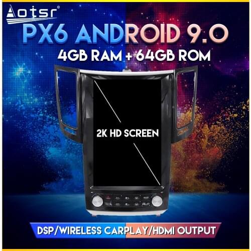 Car GPS Radio For Infiniti FX25 FX35 FX37 QX70 2008+ Android 9.0 Tesla style Vertical screen GPS Navigation Player DSP CARPLAY