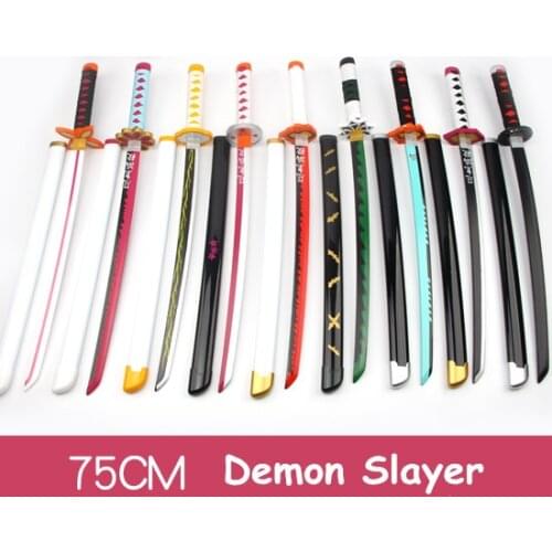 Demon Slayer Cosplay Wooden Sword 75cm Short Style Devils Blade Knife Weapon Samurai Sword Ninja Katana Prop Toys For Gifts