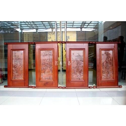 Dongyang wood carving plaque hanging boutique PENDANT CROSS screen four screen Chinese sijihua meilanzhuju