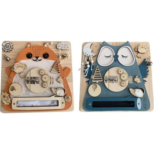 Toddler Eco Busy Boards Wooden Children Basic Skill Busy Motor Boards Sensory Activity Boards With Lock Early Education Toy