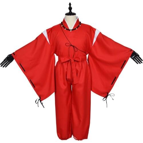 Anime Inuyasha Cosplay Costumes Red Japanese Kimono Men Robe Costume For Halloween Party men and women