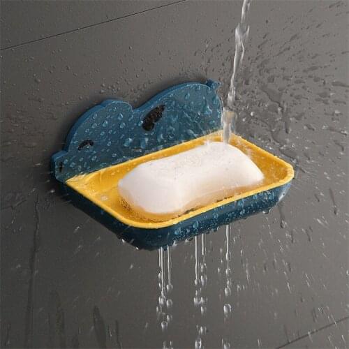 Soap Box Hole Free Wall Mounted Drain Rack Cartoon Childrens Soap Box Dormitory Household Toilet Soap Storage