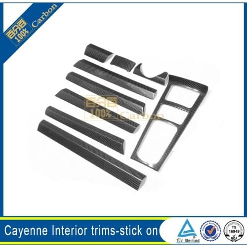 Carbon Fiber Interior Trims Dashboard Control Door Panel Cover Add On Type For Porsche Cayenee 2014-2017