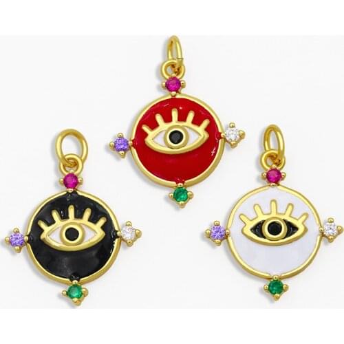 OCESRIO DIY Rainbow Small Evil Eye Pendant For Women Jewelry Round Eye CZ For Jewelry Components Necklace Pendant pdta0130