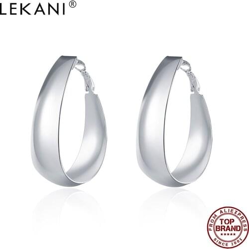 LEKANI Fashion Exquisite Oval Silver Color Earrings Luxury Wedding Fashion Jewelry Wedding Anniversary Copper Earring Hot Sell