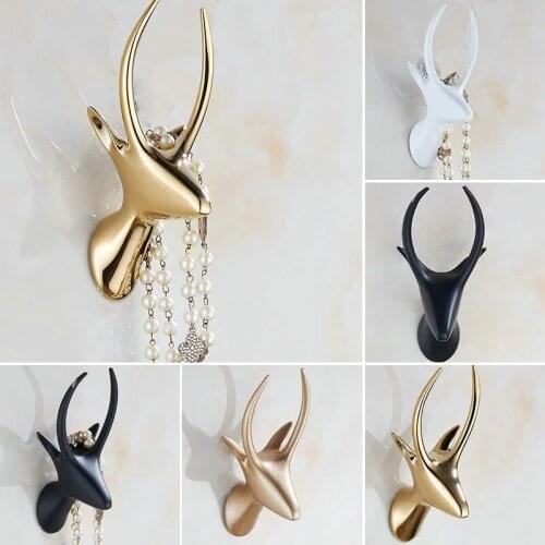 LIUYUE Robe Hooks White/Black Zinc Alloy Antelope Head Bathroom Coat Hook Towel Hook Wall Hanger Hook Clothes Hat Hooks Hardware