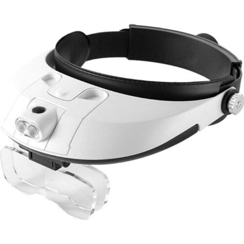 1.0-6.0X LED Headband Magnifier Magnifying Loupe Detachable Headlamp Magnifying Glass With 5 Replaceable Lens