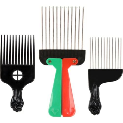 Metal Teeth Hair Brush Afro Comb for All Hair Types African Hair Pick Metal Pick Curly Hairdressing Styling Tool Detangling Comb
