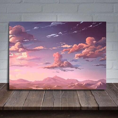 Modular Hd Prints Aestheticism Pictures Home Decor Sky Painting Canvas Cloud Poster Wall Art Anime Landscape Living Room Frame