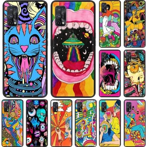 Soft Silicone Case for Realme C3 6 7 Pro 5 8 XT X50 GT C15 C11 C25 V13 5G C21 Back Phone Cover TPU Shell Colorful Psychedelic