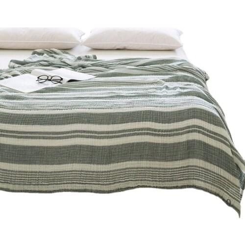 Blanket Cotton Yarn Stripe Three-layer Summer Lightweight Air Conditioning Blanket Office Bedroom Lunch Break Ventilation Sheet