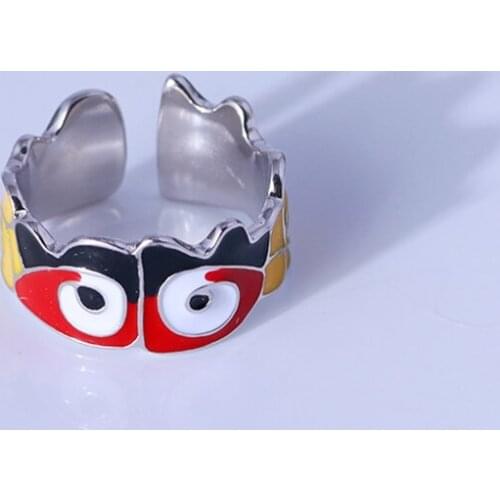 Originality personality enamel glaze color gryphon shape tribal chieftain personality opening ring