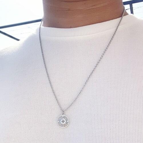 Compass necklace men Stainless Steel Necklace For Women Lovers Round Compass Handmade graduation necklace women men necklace