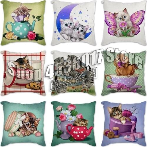 Cute animals Rabbit cat mouse Sofa Decorative Cushion Cover Pillow Pillowcase Polyester 45*45 Throw Pillow Home Car Pillowcover