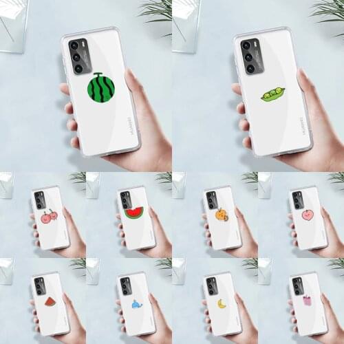 Cute cartoon fruit watermelon animal whale Phone Case Transparent For Huawei MATE P 40 30 20 10 pro plus lite X 5G Soft TPU