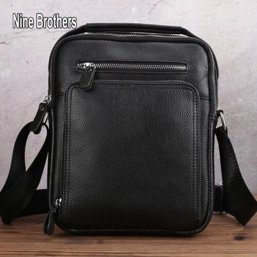 Luxury Brand Mens Bags Genuine Leather Handbag High Quality Cowhide Bag Shoulder Strap Male Small Purse Ipad Cross Body Bags