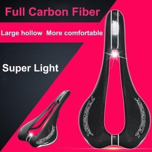 TOSEEK Full carbon fiber Bicycle MTB road bike saddles hollow mountain bike saddle seat cushion comfortable Ultra light 124g