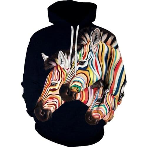3D Print Hoodies Zebra Animals Hooded Sweatshirt Men And Women Casual Fashion Pullover Hip Hop Tops Coat Unisex Autumn Spring