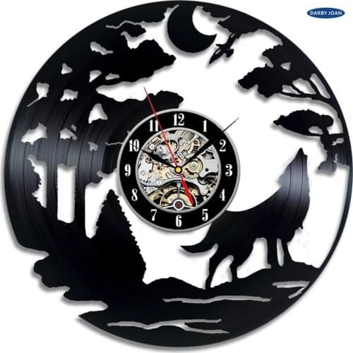 Wolf Vinyl Wall Clock Art Gift Room Modern Home Record Vintage Decoration reloj