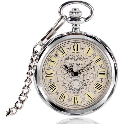 Vintage Hand Winding Mechanical Pocket Watch Classic Open Face Clock Pendant Chain For Men Ladies Relogio De Bolso Gift