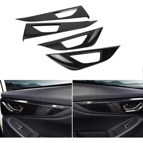 JEAZEA 4pcs Carbon Fiber Interior Mouldings Inner Door Handle Bowl Panel Cover Trim For Subaru XV Crosstrek 2018 2019