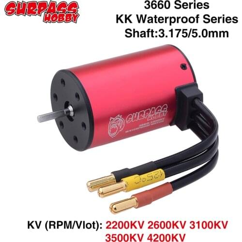 SURPASSHOBBY Waterproof 3660 Brushless Motor 3.175mm/5mm 2200KV 2600KV 3100KV 3500KV 4200KV for 1/10 GTR Traxxas HSP Lexus