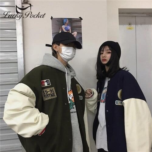 Women Spring Baseball Uniform Autumn Winter Thick Korean Harajuku Street Style Coat Loose Plus Size BF Stitching Jacket QL11