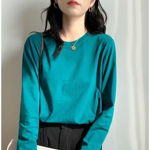 Cotton Black White Long Sleeve Top Korean Fashion WomenS T-Shirt Female Vintage Clothing Blouses 2021 Kawaii Harajuku