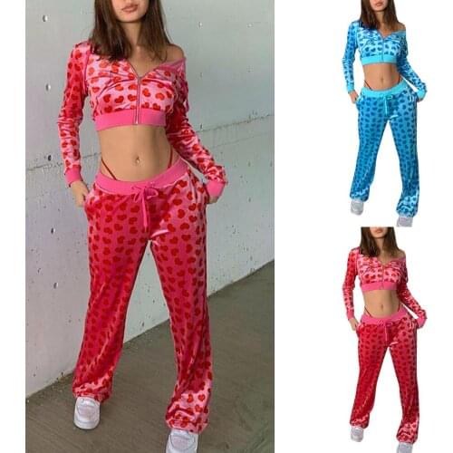 Women Leisure Wear 2 Piece Set Long Sleeve Pullover Hoodie Top Print Coat & Pants Zip Sets Joggers Casual Female Stylish
