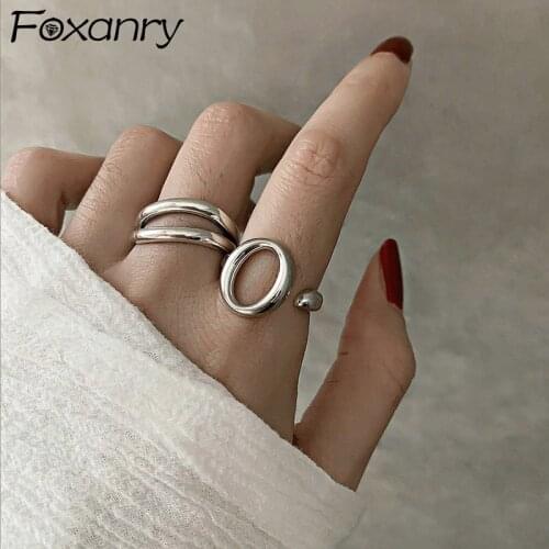 Evimi Vintage Punk 925 Sterling Silver Rings for Women New Fashion Creative Hollow Geometric Birthday Party Jewelry Gifts