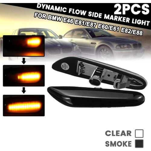 1 Pair For BMW E46 E81/E87 E60/E61 E82/E88 Car Flowing Water LED Side Marker Light Dynamic Repeater Turn Signal Indicator Lamps