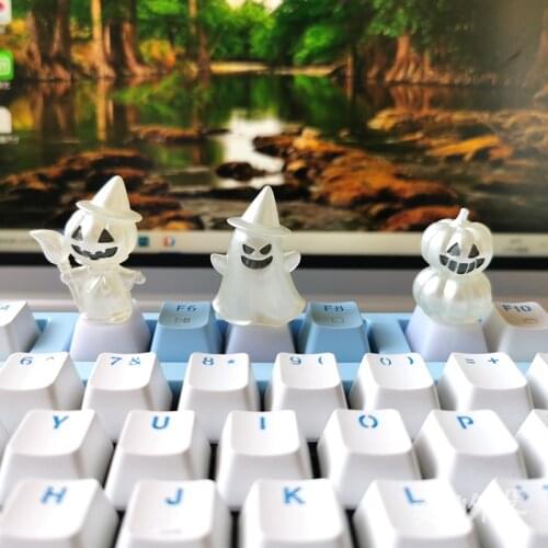 1PC Sublimation PBT Personality Cartoon Luminous Transparent Halloween Keycap Demon Ghost Pumpkin DIY Mechanical Keyboard Keycap