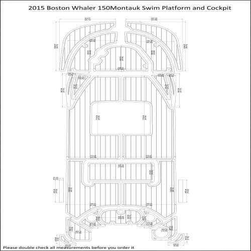 2015 Boston Whaler 150 Montauk Swim Platform Cockpit Boat EVA Faux Teak Deck Pad