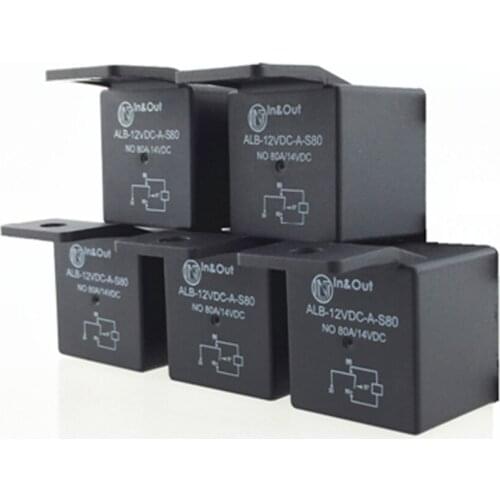 5 pcs 4 Pin 12V DC 80A On-Off Normally Open High Power Car Boat SPST Relay