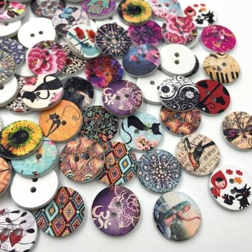 50pcs Mix Style Wooden Buttons Fit Sewing Scrapbooking decoration 20mm WB477