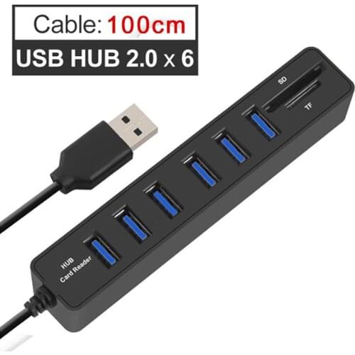 6 Ports Mini USB Hub 3.0 Multi USB 3.0 Hub USB Splitter 3 Port Hub With TF SD Card Reader 2.0 Hab Adapter For PC Accessories