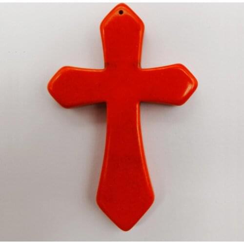 84x55MM 0range Howlite Cross GEM Loose Beads Pendant Jewelry For Woman Gift S264