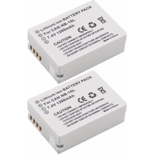 2Pcs Probty 1200mAh NB-10L NB 10L NB10L Battery for Canon PowerShot G15 G16 G1X G3X SX40 SX40HS SX50 SX60 HS Digital Camera